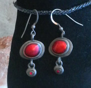 red enamel earrings