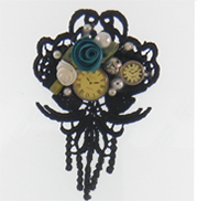 steampunk, roses and 
     clocks brooch