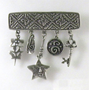 tribal style pendant brooch with dangles