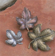 Nature love brooch set includes three colored metals in classic sycamore leaf shape.