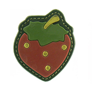 Bold strawberry brooch in leather