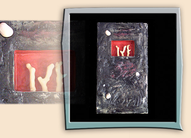 ceramic art with coral inset