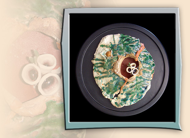 wall art ceramic with abstract volcano