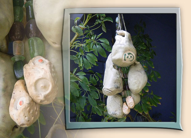 abstract green gourds in stoneware
    