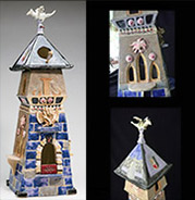 stoneware castle bird house