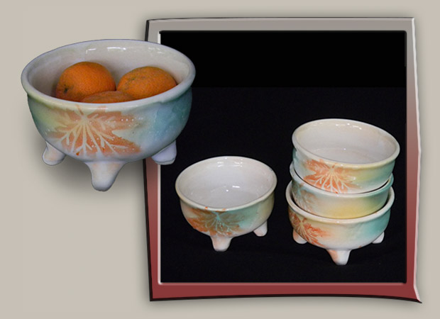 stoneware footed bowls