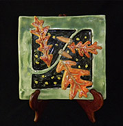 stoneware oak tile with easel