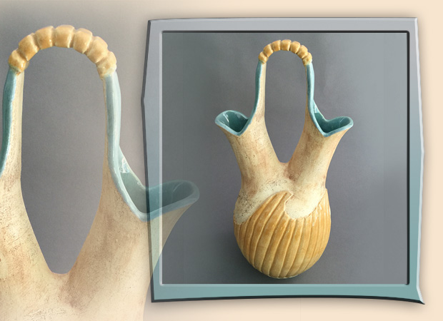 hand thrown marriage vase in style of Native America Indians