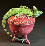 Hooded Basilisk on Footed Jar