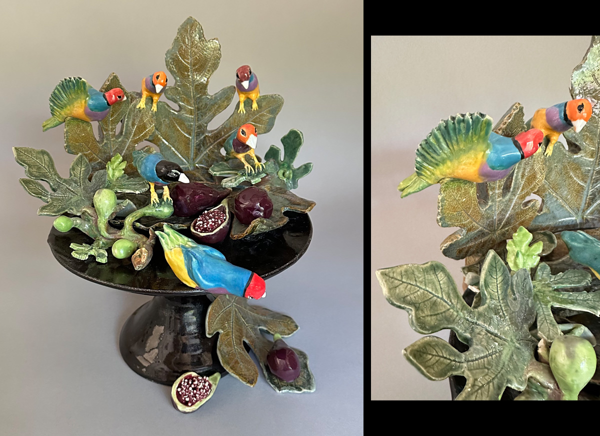 Gouldian Finches with Figs