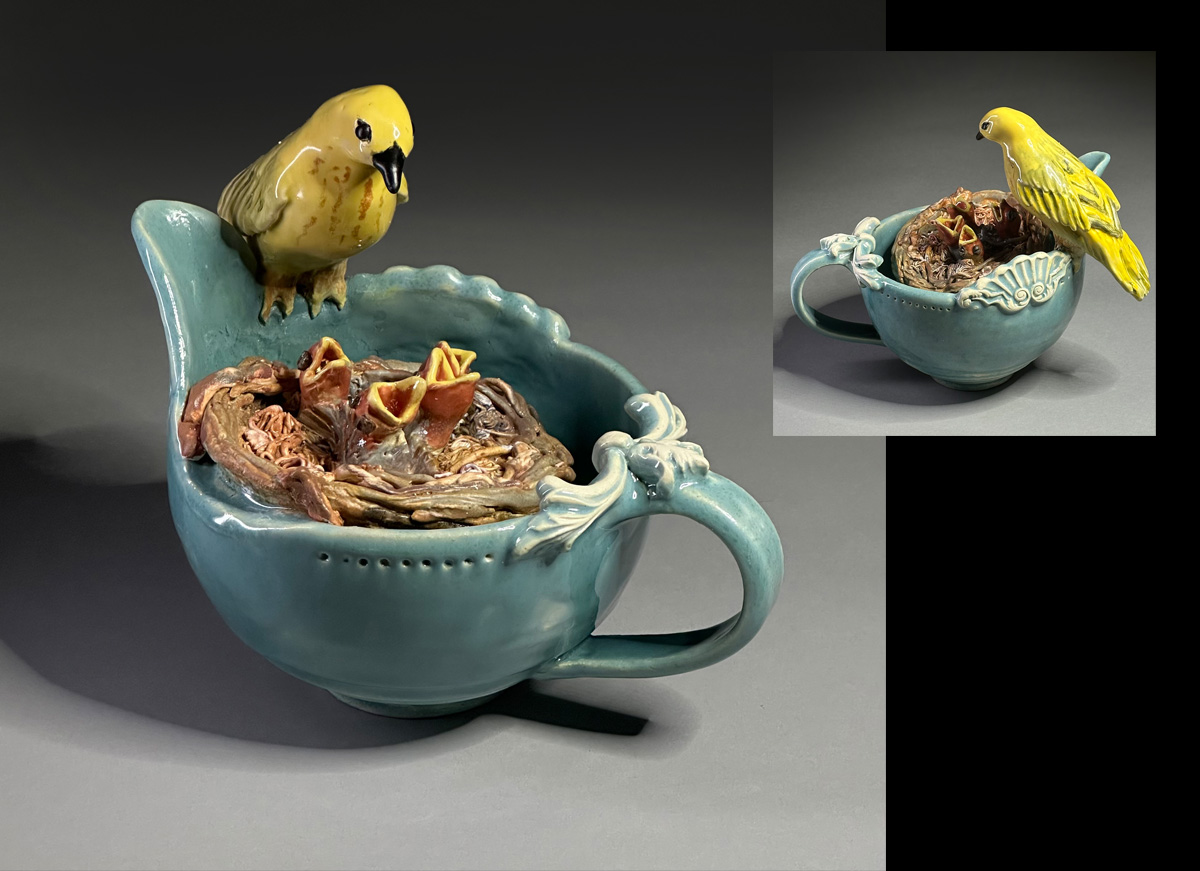 Yellow Warbler on Teacup