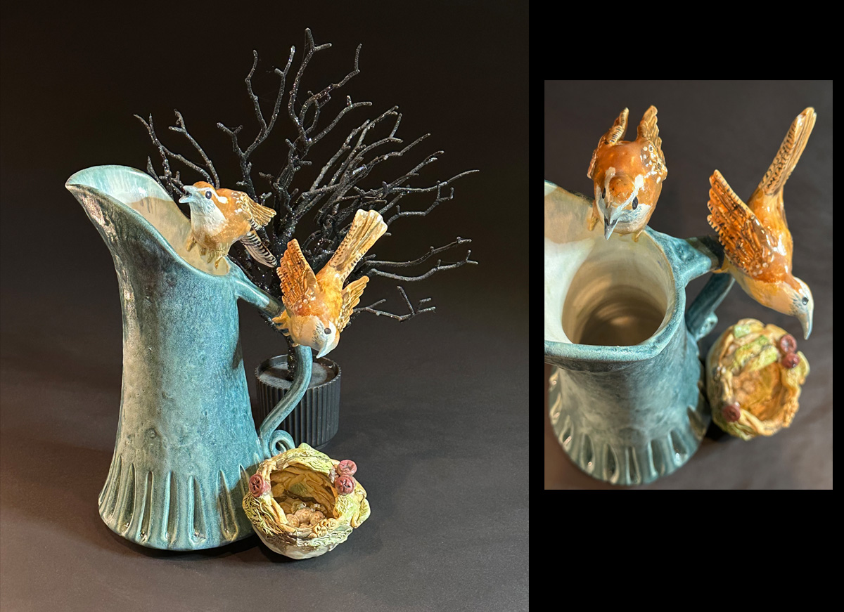 Carolina Wrens on Thrown Pitcher