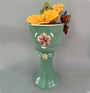 Chalice with Hibiscus and Blue Morpho