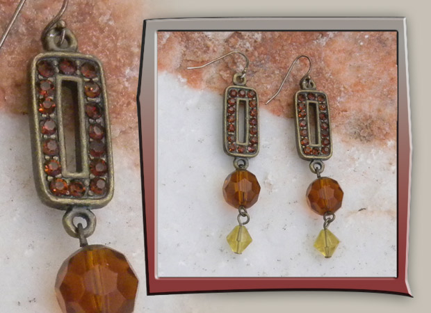 Dressy Amber Crystal Earrings