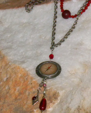 designer nautical feel necklace with metal compass charm