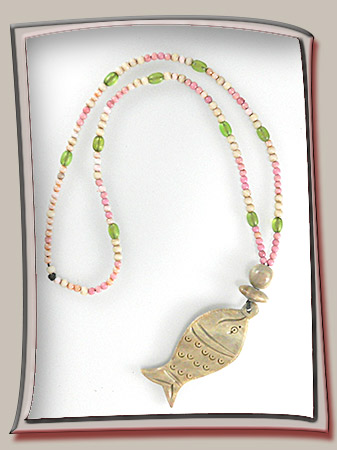 Carved Soapstone Fish Pendant Necklace