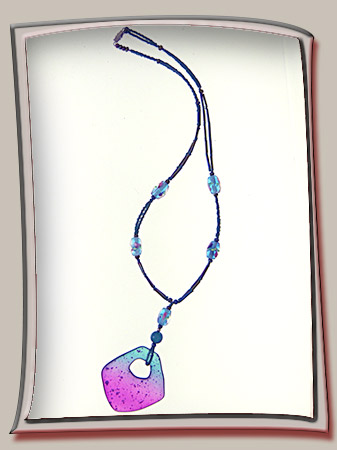 Lucite Pendant in Teal and Magenta with Complimentart Lamp Work Beads