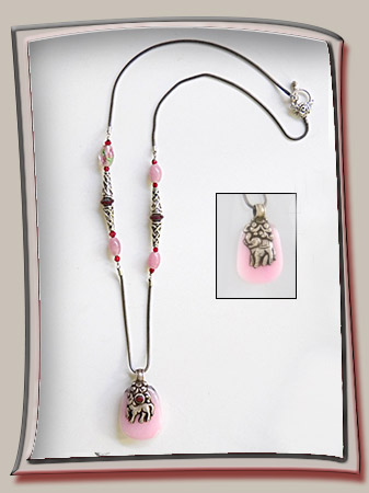 pink quartz tibetan pendant
