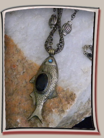 Large Tibetan Pendant of Silver Fish Necklace