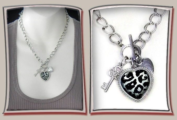 Heart with Leopard Print Charm Starter Necklace