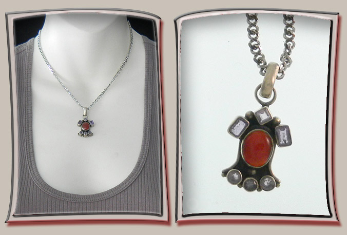 Sterling Silver Amulet with Red Stone