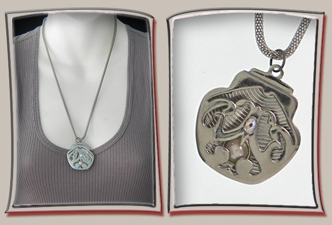 Silver Purse Pendant with Stones