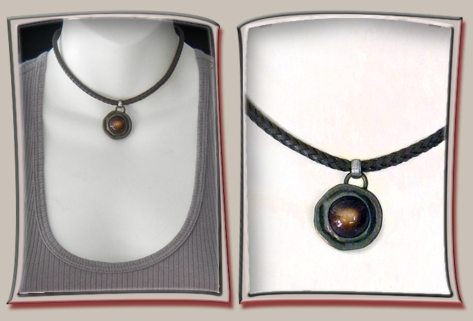 Earth Stone Pendant on Leather Cord