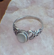 white mother of pearl in sterling silver ring