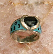 onyx ring with enamel design