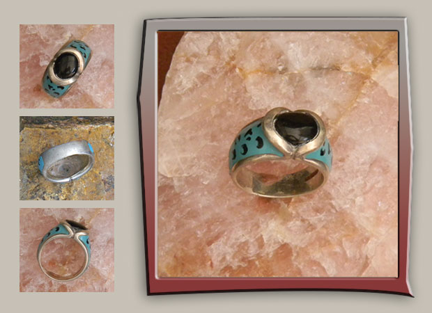 Onyx with Hand painted Turquoise Enamel