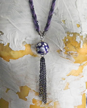purple ball pendant necklace with mirror accents