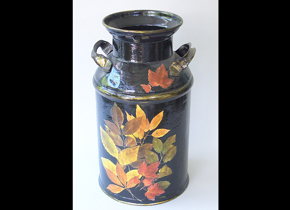 Decoupaged Milk Can